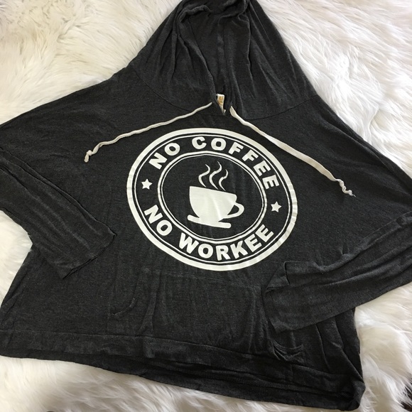 “NO COFFEE, NO WORKEE” Hooded Lightweight Pullover - Picture 2 of 2
